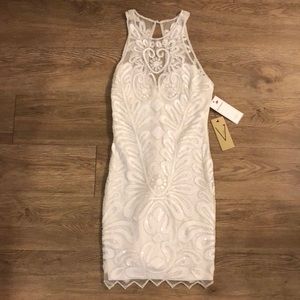 White beaded mini dress